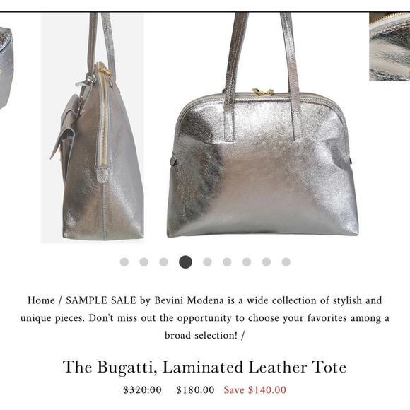 Bevini Modena The Bugatti, Laminated Leather Tote Bag NWOT - Picture 4 of 16